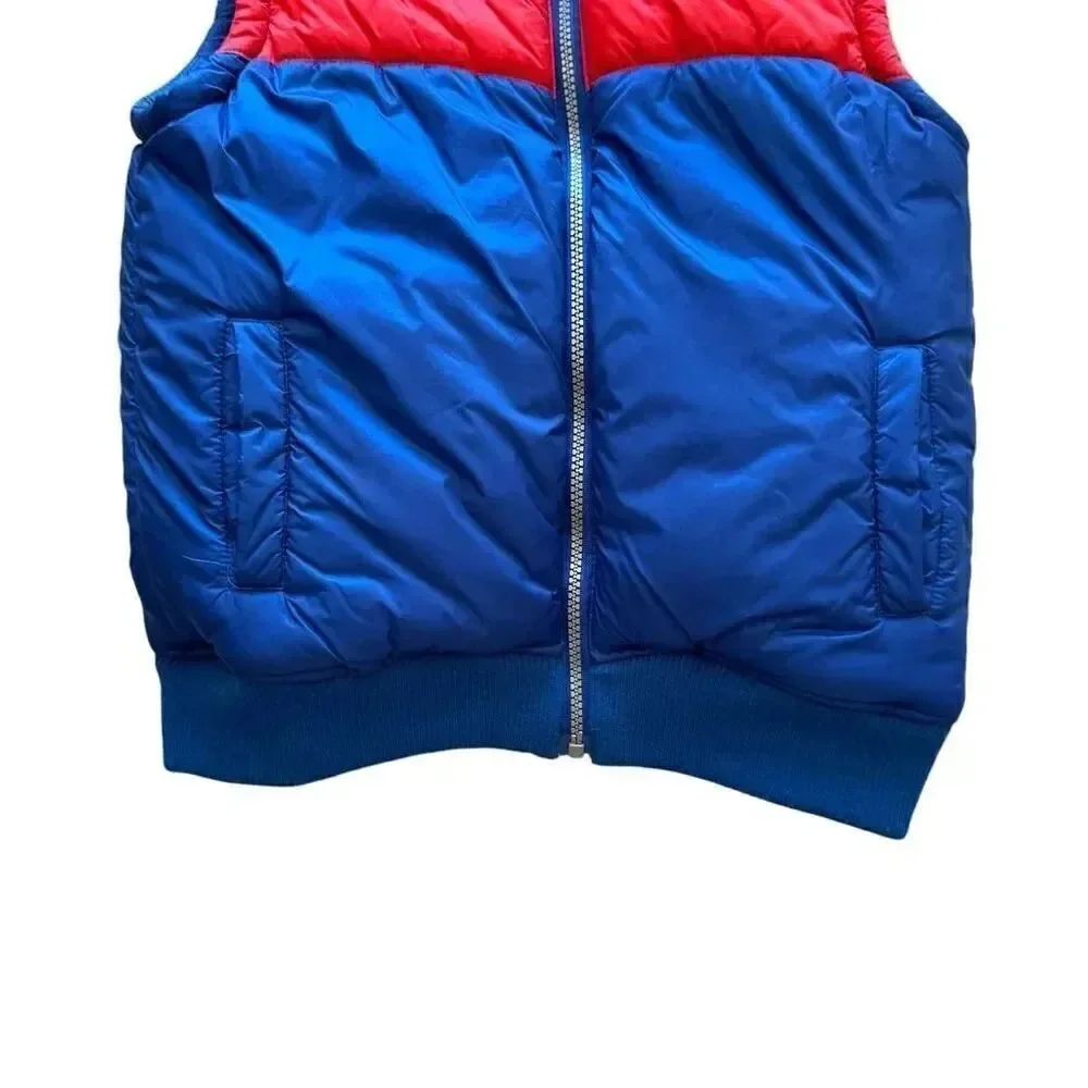 Gymboree Boys Zip Up Vest Blue W/ Red Stripe Puffer Vest Lined SZ M #2228